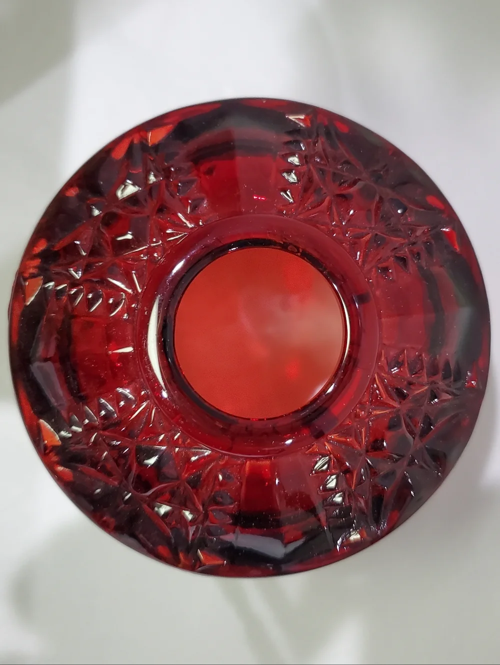 Indiana Glass Homco Ruby Amber Stars And Bars Fairy Lamp 3 Piece Originl Box Vtg